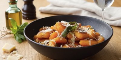 Batátové noky se šalvějí a parmazánem