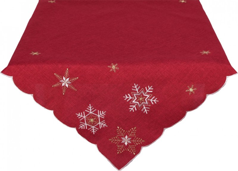 Vesna Vánoční ubrus středový 85x85 cm Vločky červený