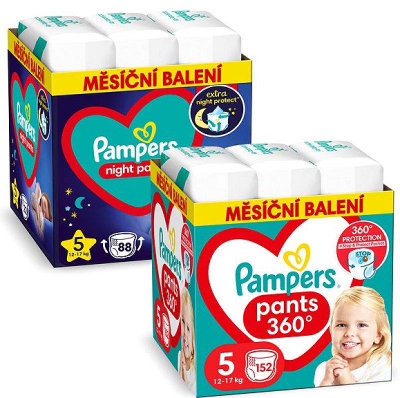 PAMPERS Pants vel. 5 (152 ks) + Night Pants vel. 5 (88 ks)