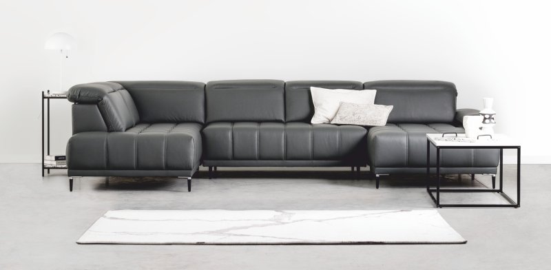 Kasvo Sedací souprava FOX LUX XL - KŮŽE U25 šedá