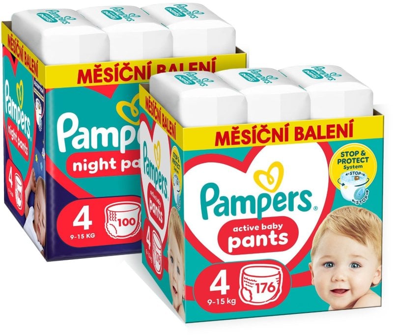 PAMPERS Pants vel. 4 (176 ks) + Night Pants vel. 4 (100 ks)