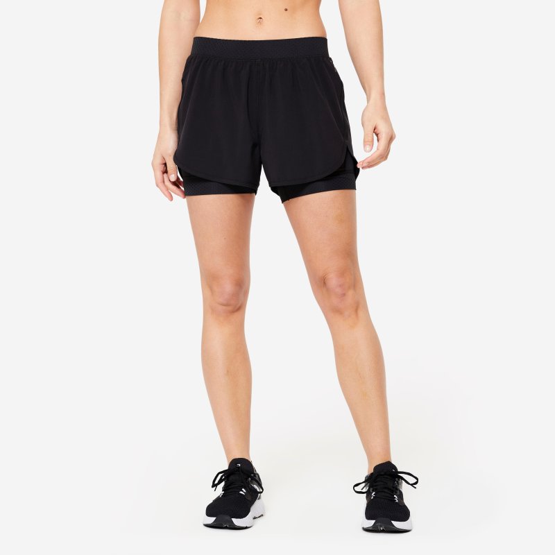 Dámské dvouvrstvé fitness kraťasy
