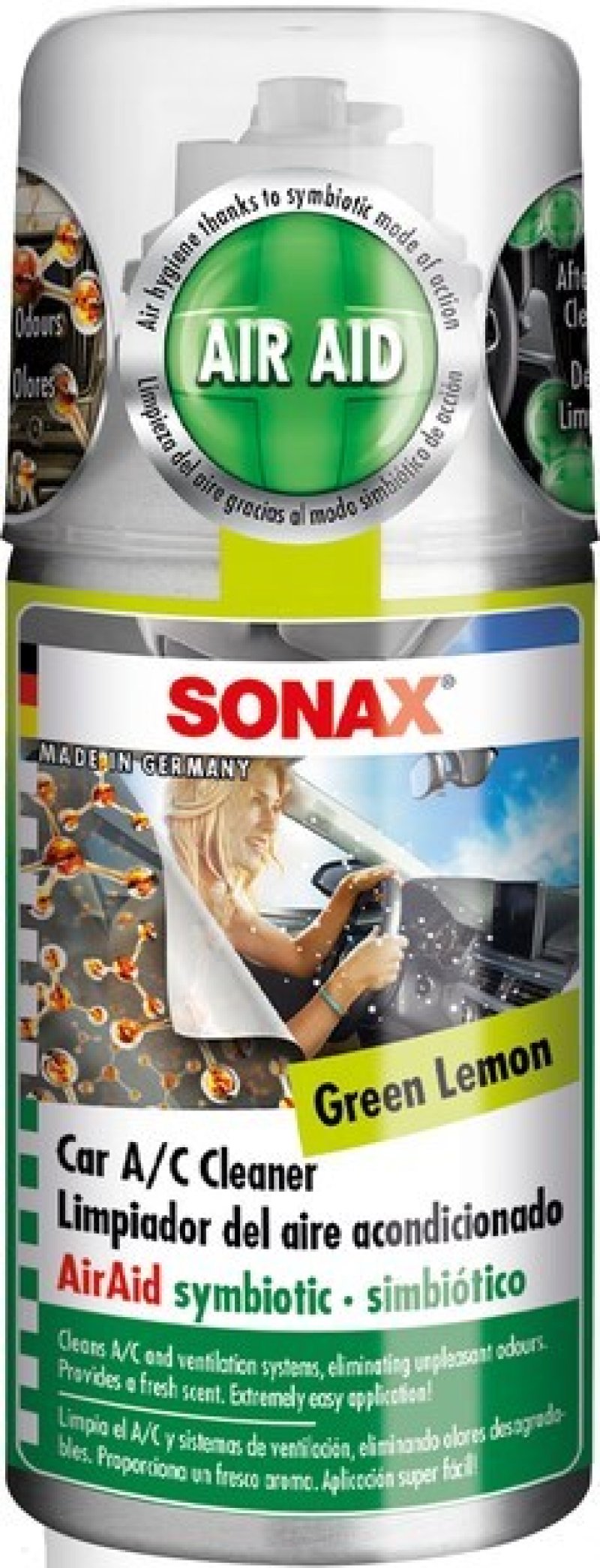 SONAX Čistič klimatizací  AIR AID - GREEN LEMON, 100 ml - AC SX323400