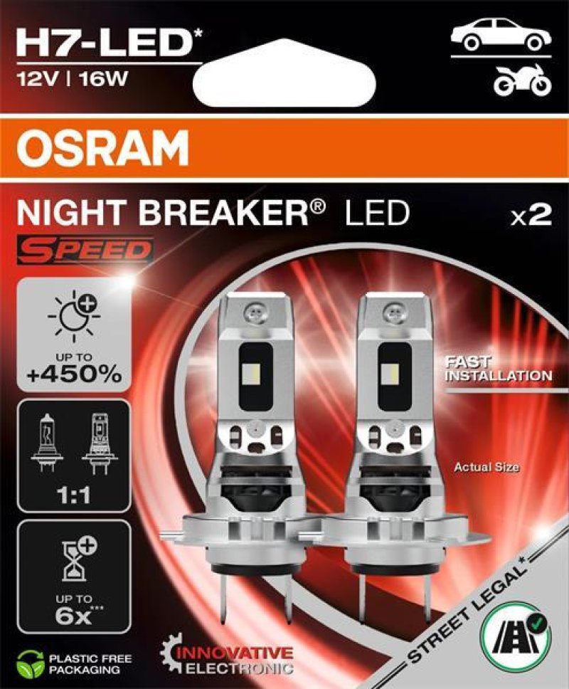 Žárovka OSRAM H7 12V PX26d 16W legální LED 6000k 2ks +450% - OS 64210DWNBSP2-2HB
