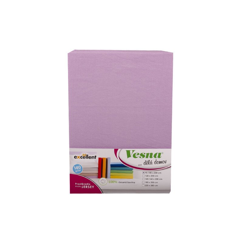 Vesna Prostěradlo MAKO bavlna JERSEY světle fialové 140-160x200 cm