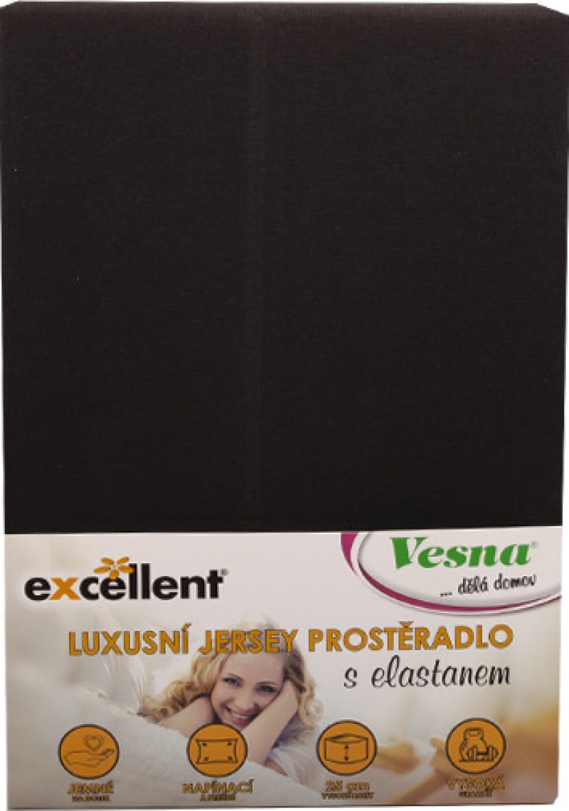 Vesna Prostěradlo JERSEY EXCELLENT s elastanem černé 160x200