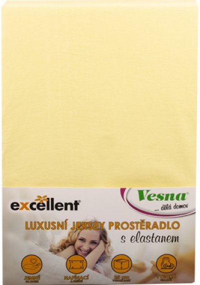 Vesna Prostěradlo JERSEY EXCELLENT s elastanem světle žluté 160x200