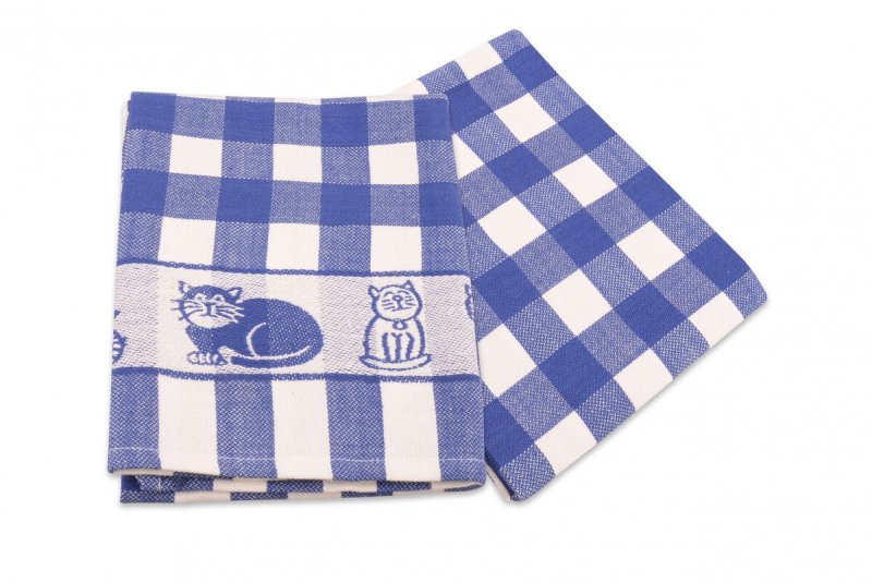 Vesna Kuchyňské žakárové utěrky KOČKY modré 50x70cm 2 ks