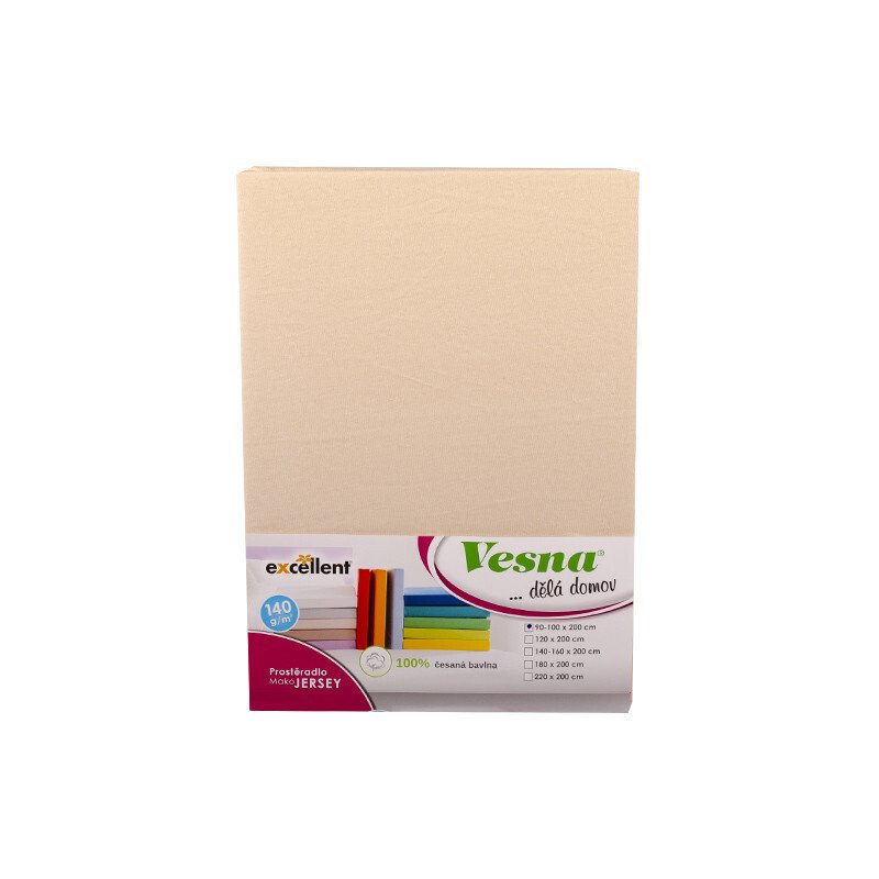 Vesna Prostěradlo MAKO bavlna JERSEY krémové 140-160x200 cm