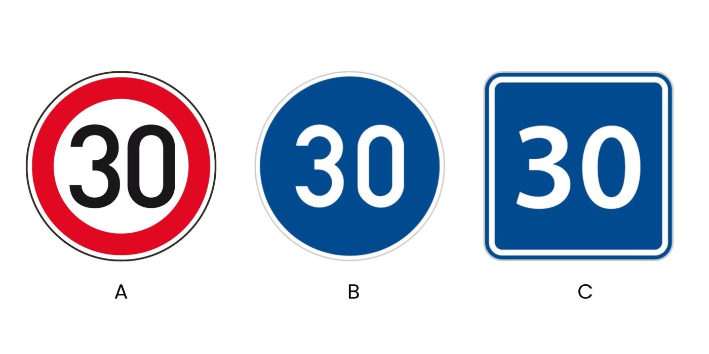 Tři dopravní značky s třicítkou