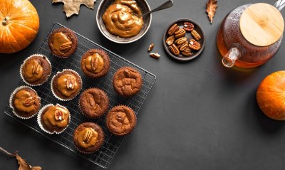 Dýňové latte muffiny s karamelem
